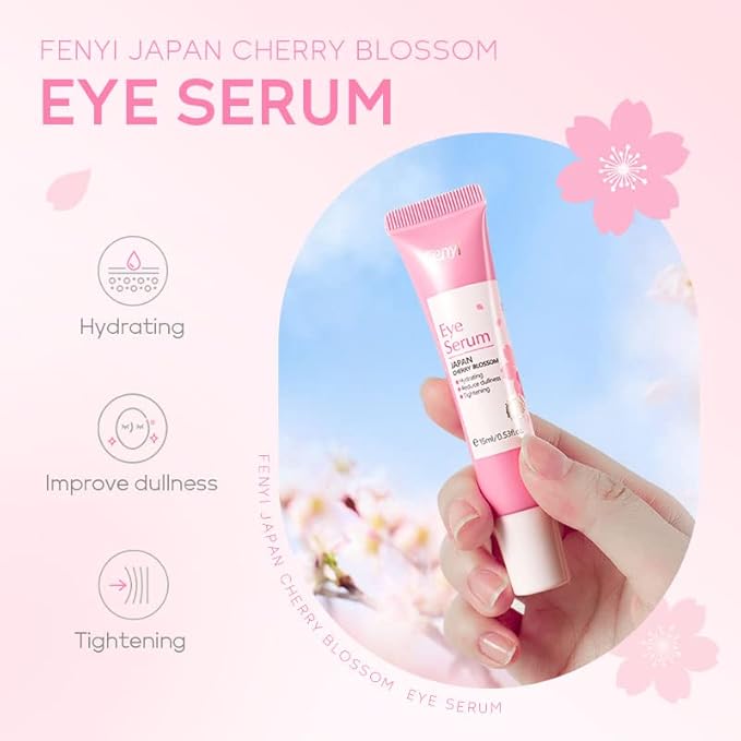 AKARY Cherry Blossom Eye Roller Serum Eye Moisturizer, Deep Hydration Eye Serum with Caffeine and Sodium Hyaluronate, Under Eye Cream to Reduce Dark Circles, Fine Lines, Smoothing Skin Care Treatment-Velvo Beauty
