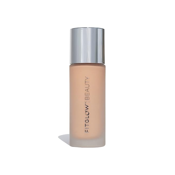 Fitglow Beauty - Natural Foundation+ Photo-Filtering Foundation | Vegan, Woman-Owned Clean Beauty (F3 - Light Medium Cool, Peach Undertones)-Velvo Beauty