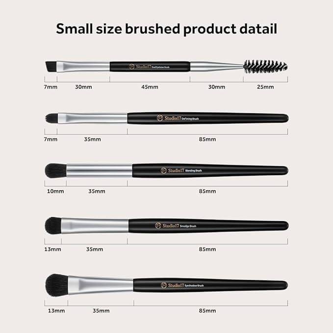Eye Makeup Brush Set 5 Pcs | Small & Portable Eye Shadow Brushes | Korean Eye Makeup Brushes | Premium Synthetic Bristles for Professionals-Velvo Beauty