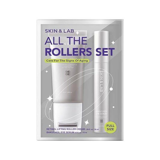 [SKIN&LAB] Anti-aging Rollers Duo Set, includes Bakuchiol Eye and Retinol Lifting Roller, Korean Vegan Skincare Gift Set, Gift for women, Christmas skincare gift set-Velvo Beauty