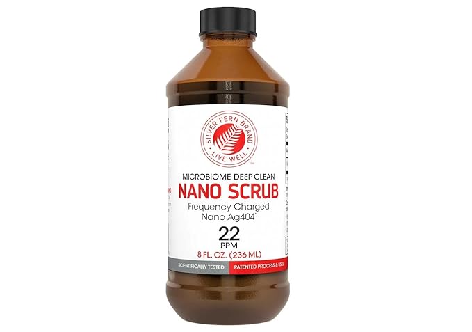 Nano Scrub by Silver Fern Brand - 1 Bottle - 48 Servings - Frequency Activated Nano Ag4O4 - Liquid-Velvo Beauty