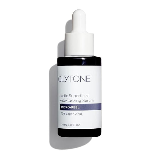 Glytone Micro-Peel Lactic Superficial Retexturizing Serum | Anti-Aging AHA Exfoliating Serum for Face with 10% Lactic Acid | Hydrates, Brightens & Reduces Wrinkles | Paraben-Free - 1 Fl oz-Velvo Beauty
