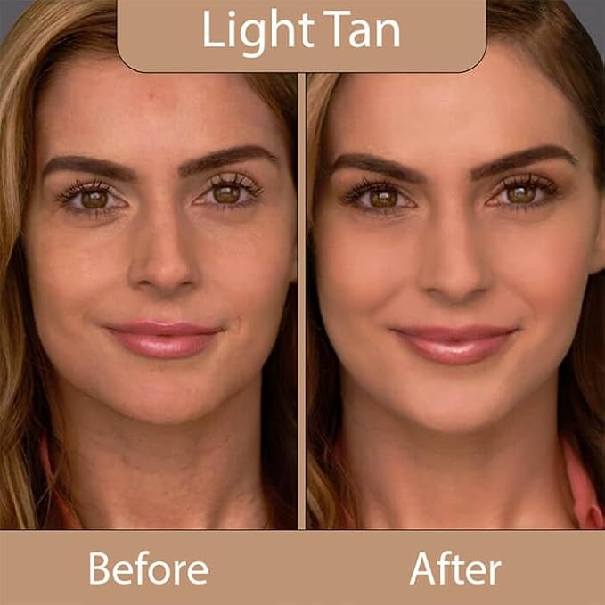 LUMINESS Silk Airbrush Spray Foundation & Buffing Brush Kit – Full Coverage Foundation & Dual-Sided Buffing Brush - Buildable Coverage, Anti-Aging Formula Hydrates & Moisturizes (Shade - Light Tan)-Velvo Beauty