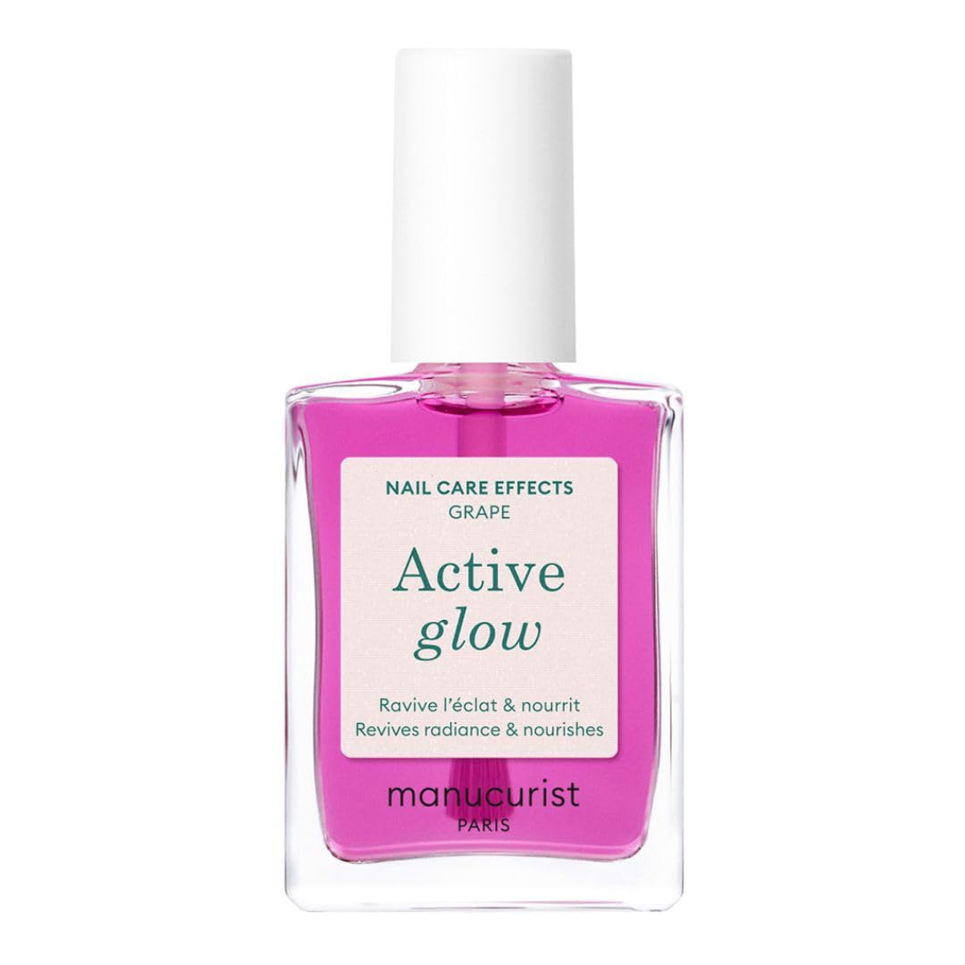 Manucurist Active Glow Grape All-in-One Perfecter Nail Polish & Care - No Lamp - Vegan & Made in France Ultra-Glowy Lilac Mirror-Like Shine - Nail Concealer & Care - Plant-Based Ingredients-Velvo Beauty