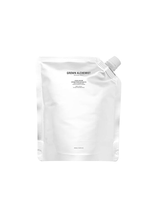 Grown Alchemist Hand Cream REFILL Pouch: Vanilla, Orange Peel. Non-Greasy Moisturizer that Soothes and Softens Hands, 500ml-Velvo Beauty
