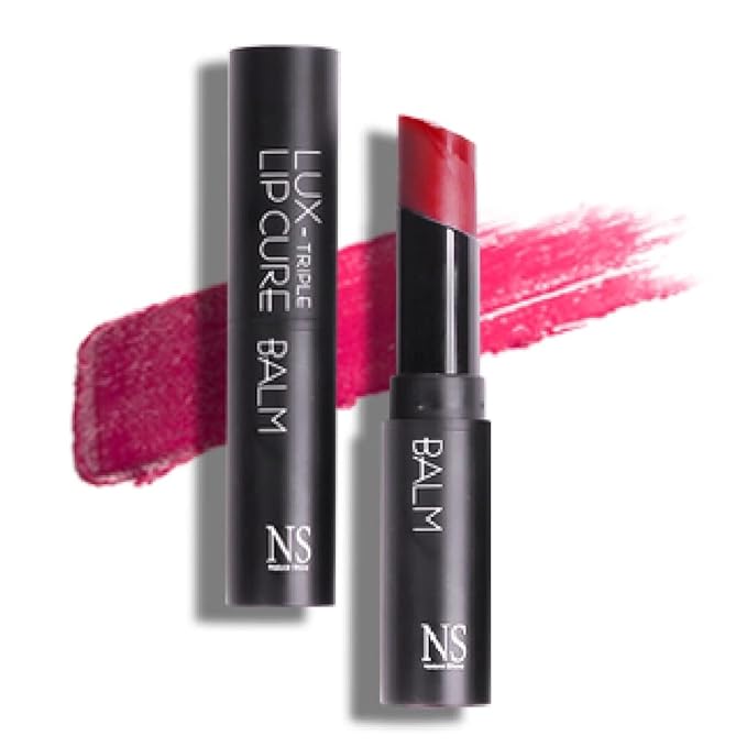 NATURAL SHINE Lux Triple Lip CURE Balm HERA (Pink Red) | Chapstick Hydration and Exfoliator | Overnight Lip Treatment Care Deep Nourishing for Dry Cracked Chapped Lips (0.17oz)-Velvo Beauty