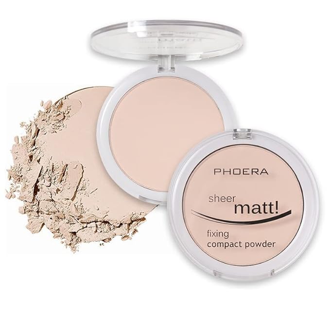2 Pack PHOERA Matte Face Powder, Control Oil Brighten Skin Color Cover Blemish Makeup Face Setting Setting Powder 。 201-Translucent-Velvo Beauty