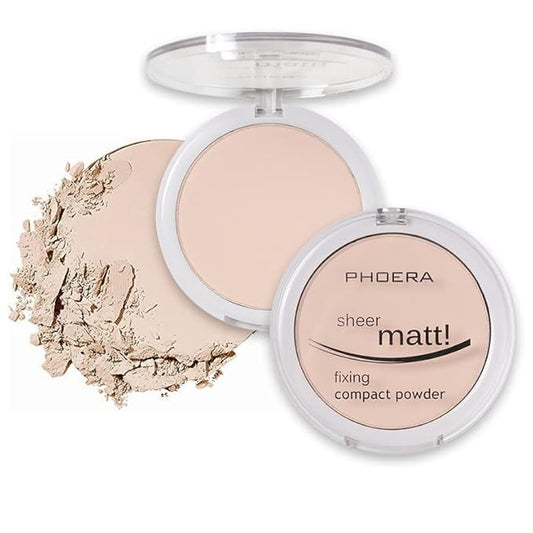 2 Pack PHOERA Matte Face Powder, Control Oil Brighten Skin Color Cover Blemish Makeup Face Setting Setting Powder 。 201-Translucent-Velvo Beauty