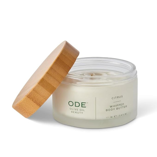 McEvoy Ranch Whipped Body Butter | ODE Olive Oil Beauty | 5.8 FL OZ | Crafted with Organic EVOO, Hyaluronic Acid, Organic Shea & Cocoa Butters | Nourishing, Brightening, Firming (Citrus)-Velvo Beauty