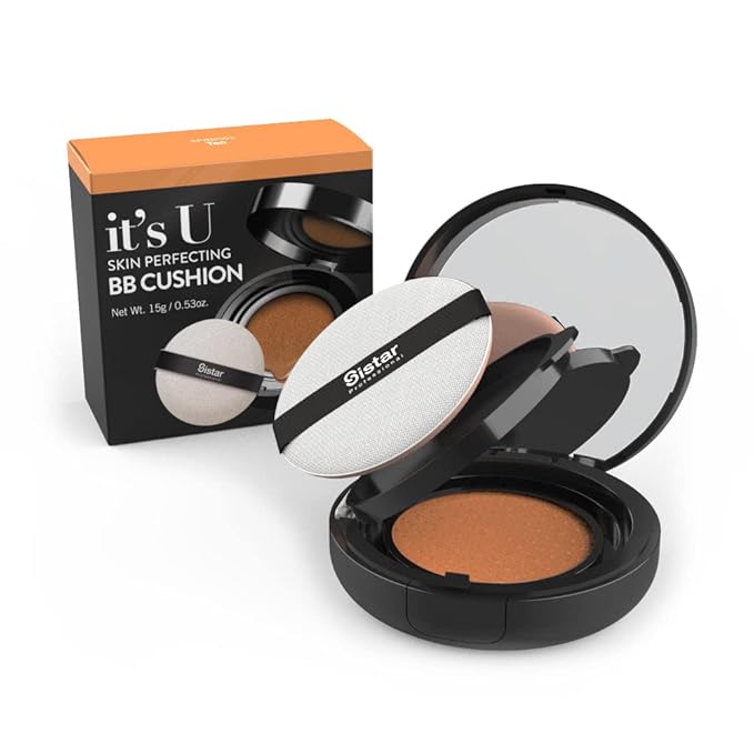 Sistar Skin Perfecting BB Cushion Full Coverage Long Lasting Natural Glow Foundation On The Go Case With Mirror (Tan)-Velvo Beauty