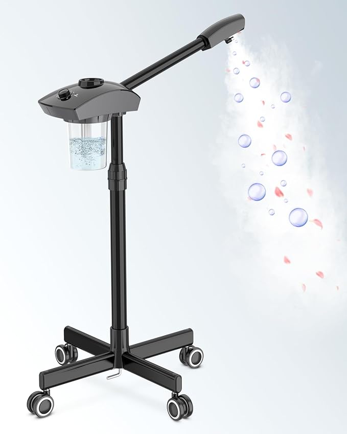 Kingsteam Professional Ozone Nano-Ionic Facial Steamer | Deep Cleansing Hydrating | Salon Home Spa Face Steamer | Pore Cleanser | 60-Min Timer | 360° Swivel | Esthetician Favorite Tool, Black-Velvo Beauty