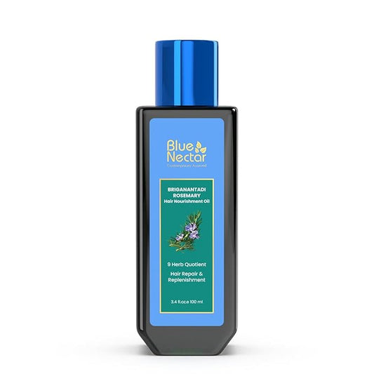 Blue Nectar Rosemary and Bhringraj Ayurvedic Scalp Oil for Hair Growth with Amla, 3.38 Fl Oz-Velvo Beauty