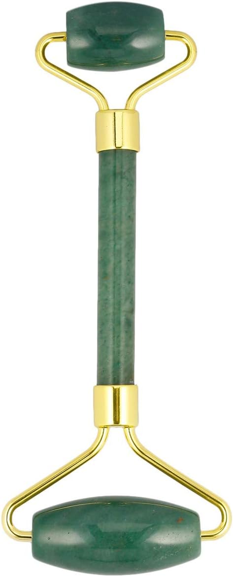mookaitedecor Green Aventurine Stone Roller for Face Massage Neck, Anti-Aging Facial Massager with Double Rollers-Velvo Beauty
