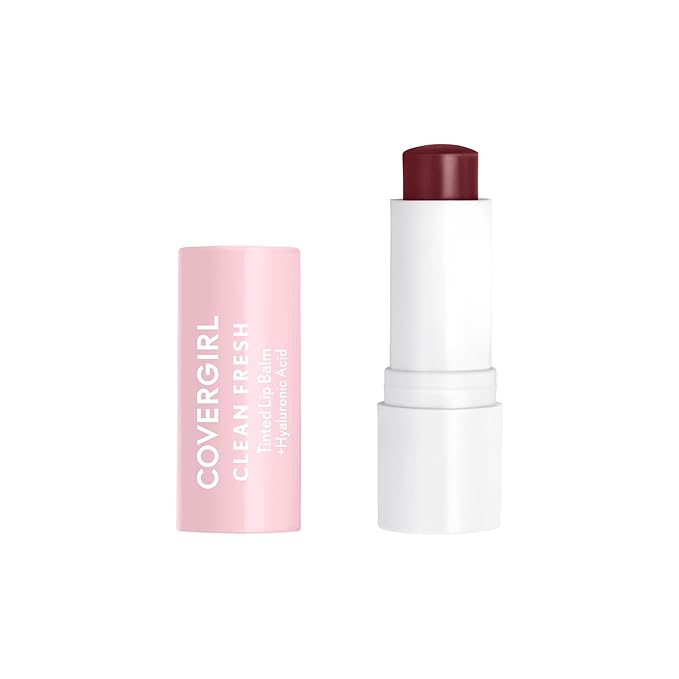 CoverGirl Clean Fresh Tinted Lip Balm, Vegan Formula, Hydrating, Natural Finish, Cruelty Free, Bliss You Berry, 1 Count-Velvo Beauty