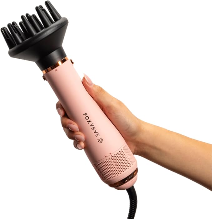 FoxyBae 4-in-1 Hot Air Styler: Blow Dryer Brush, Diffuser, Curling Barrel & Drying Cylinder - Blush Super Styler-Velvo Beauty