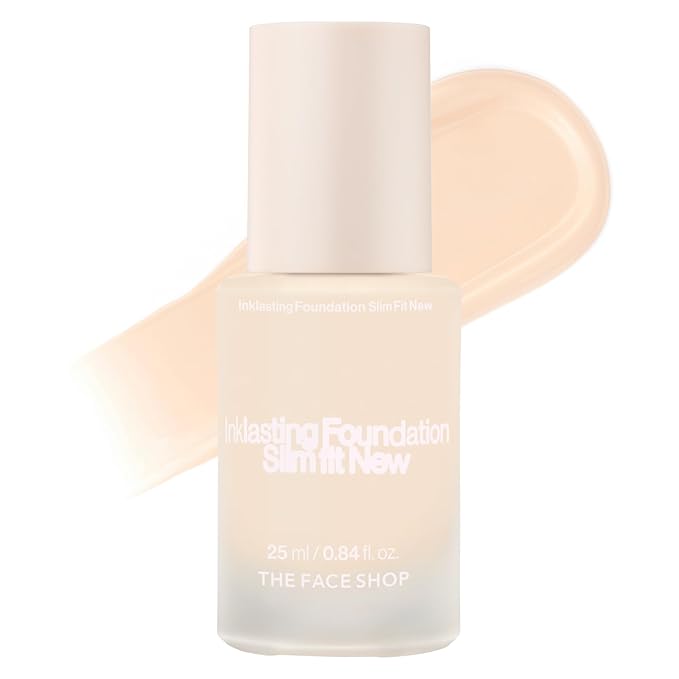 THE FACE SHOP Ink Lasting Liquid Foundation, Full Coverage, 72‑Hour Wear Semi‑Matte Finish, Makeup with Bakuchiol, C110 Apricot Beige, 0.84 Fl. Oz.-Velvo Beauty