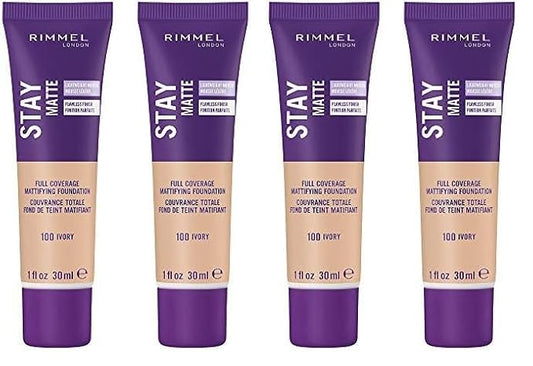 Rimmel Stay Matte Liquid Foundation, Ivory, 1 Fl Oz, 2 Count (Pack of 2)-Velvo Beauty