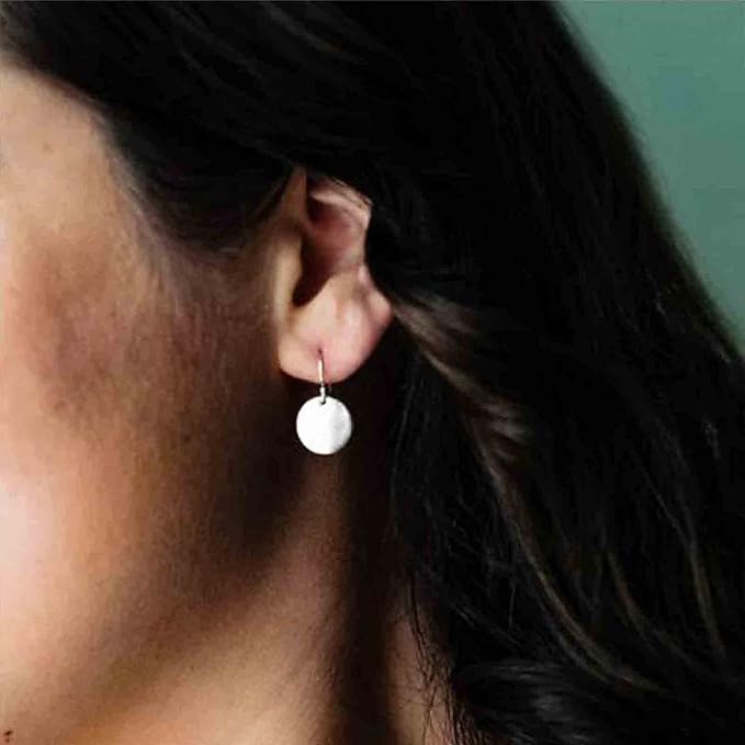 Boho Disc Coin Drop Earrings Tiny Circle Dangle Earrings Silver Smooth Coin Hook Earrings Minimalist Geometric Earrings for Women and Girls-Velvo Beauty