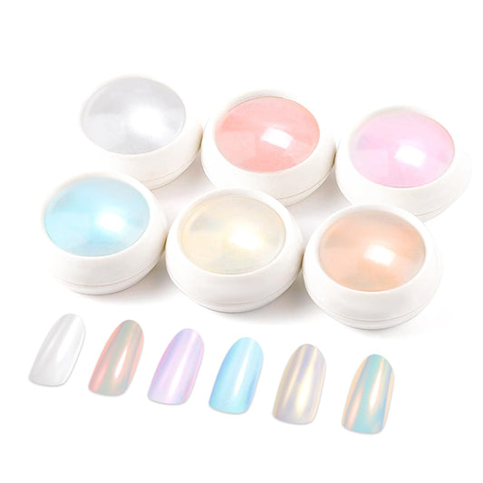 Pearl Chrome Nail Powder BISHENGYF -【Fairy Effect】 Pink Chrome Nail Powder Aurora Mermaid Iridescent White Pearl Clear Nail Chrome Powder, Metallic Mirror Pigment Glitter Dust for Manicure Decoration-Velvo Beauty