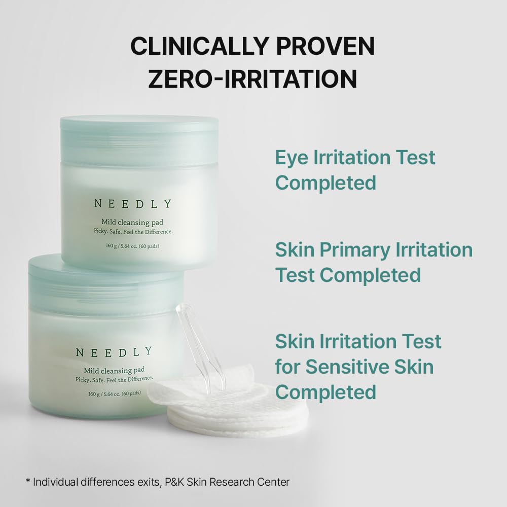 NEEDLY Mild Cleansing Pad, Makeup Remover for Sensitive Skin, Triple Deep Cleansing, Barrier Care with Only Two Surfactants & Panthenol, Extra-Large Soft Vegan Pad, Korean Skincare-Velvo Beauty