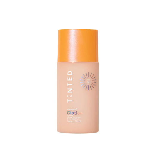 Live Tinted Hueguard Glotion Mineral Tinted Sunscreen For Face SPF 50 – Lightweight Fragrance-Free Sunscreen – Clean & Vegan Primer With SPF - Light Medium .5 FL Oz-Velvo Beauty