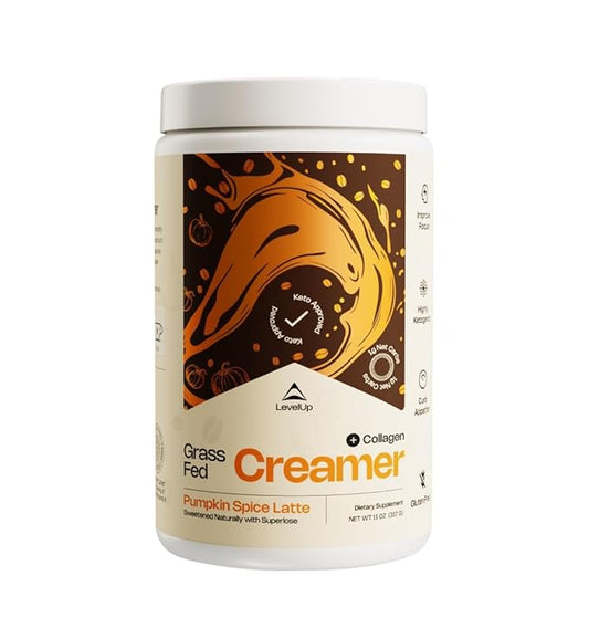 LevelUp Creamer, with Energizing MCT Oil and Collagen Peptides, Keto Coffee Creamer, Supports Natural Energy & Ketone Production - Pumpkin Spice Latte-Velvo Beauty