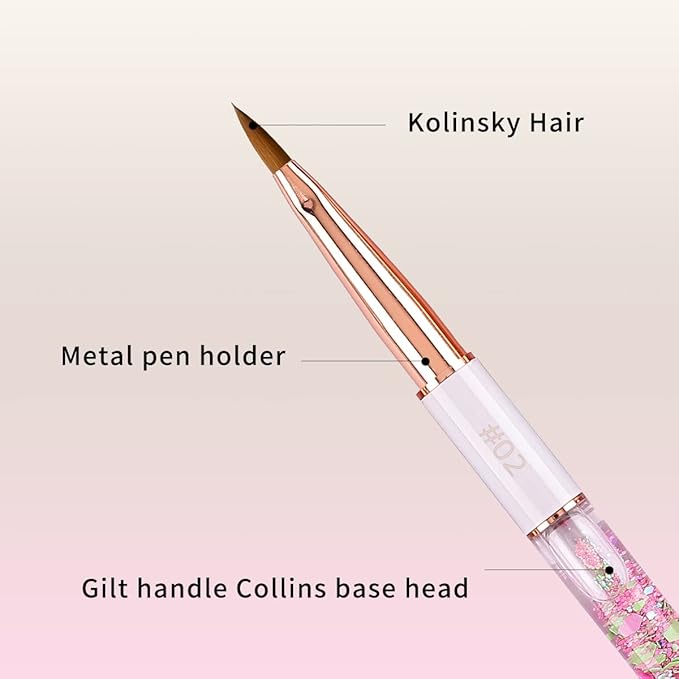 Acrylic Nail Brush Size 2,KEMEISI 100% Pure Kolinsky Nail Art Brushes Sturdy Handle Oval Shaped Acrylic Powder Nail Design Tools for Professional Manicure DIY Home Salon (White)-Velvo Beauty