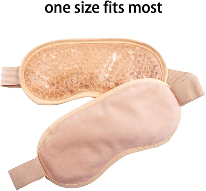 Gel Eye Mask, Cooling Eye Pads Reusable Small Ice Pack Under Eye Patches, Eye Hot Cold Treatment Pack for Redness, Pain Relief and Eye Relax (Champagne - 2count)-Velvo Beauty