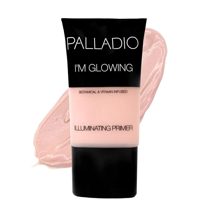Palladio I'm Glowing Illuminating Primer, Pearly Pink Makeup Primer for Face, Contains Aloe Vera, Grape Seed Oil, Green Tea, Brightens Complexion, Combats Wrinkles, Fine Lines & Pores-Velvo Beauty