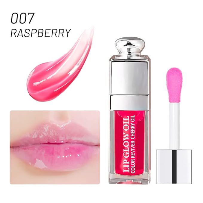 Moisturizing Lip Oil,No-Sticky Gloss Balm Care,Fruit Flavoured Oil for Dry Lip's Hydrating and Nourishing (007#Raspberry) 0.2 OZ-Velvo Beauty