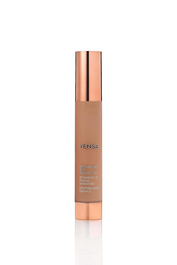YENSA Super Silk Foundation - Full Coverage, Age-defying complex of Vitamin C, E, Ferulic, and Bakuchiol Oil (Deep 1) 1.0 fl oz-Velvo Beauty