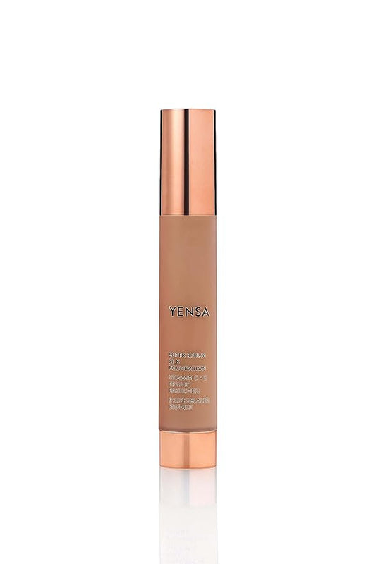YENSA Super Silk Foundation - Full Coverage, Age-defying complex of Vitamin C, E, Ferulic, and Bakuchiol Oil (Deep 1) 1.0 fl oz-Velvo Beauty