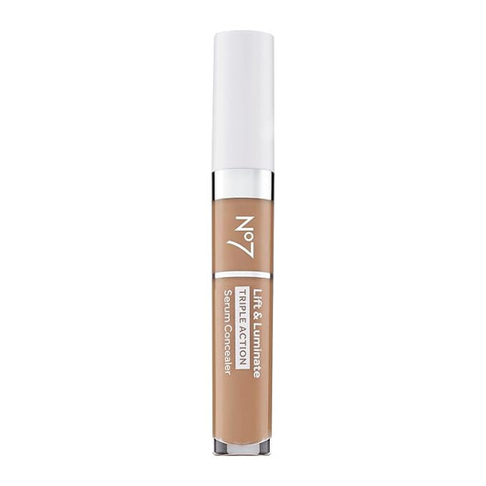 No7 Lift & Luminate Triple Action Serum Concealer - Truly Medium - Anti Aging Liquid Concealer Makeup for Blemishes & Dark Circles - Medium to Full Coverage Concealer for Face (8ml)-Velvo Beauty