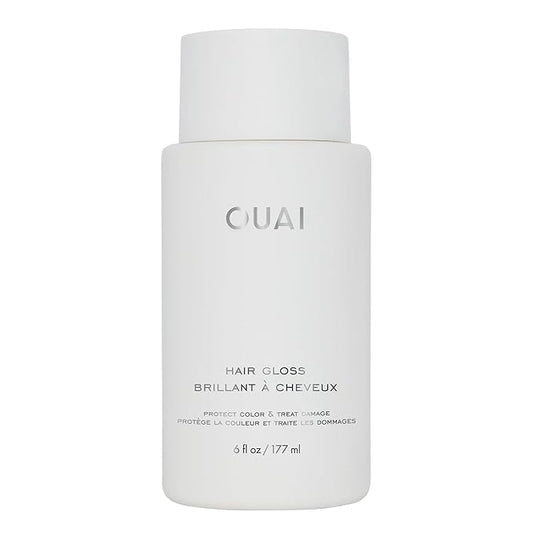 OUAI Hair Gloss - In-Shower Shiny Hair Treatment & Glaze with Frizz Control - Heat Protectant Infused with Hyaluronic Acid, Rice Water & Panthenol - Paraben, Phthalate & Sulfate Free (6 Oz)-Velvo Beauty