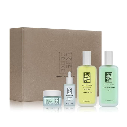 Urban Calm Collection Gift Set - Hydrating, Smoothing, Exfoliating, and Soothing Skincare Set for All Skin Types - Includes Fermented Skincare Products: Cleanser, Essence, Serum, and Cream-Velvo Beauty
