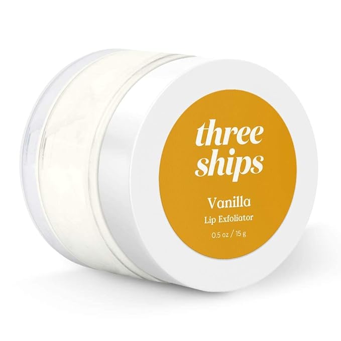 Three Ships Vanilla Lip Exfoliator – Vegan Lip Polish & Moisturizer – As Seen on TV – Soothing, Hydrating & Reviving Natural Lip Scrub for Dry, Damaged Lips, 15g-Velvo Beauty
