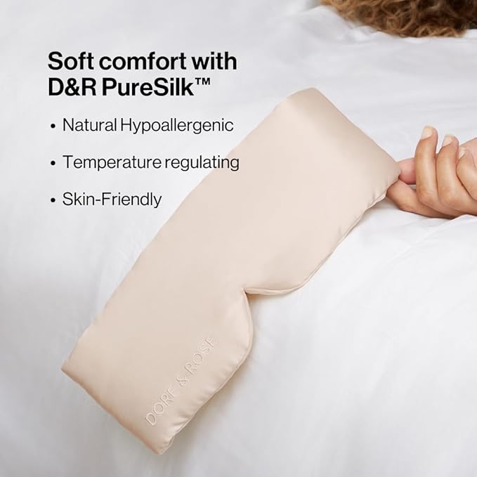 Dore & Rose Deep Sleep Mask Light Blocking, 23 Momme Mulberry Silk Eye Mask, Ultra Soft, Adjustable - Travel Sleeping Mask for Men & Women - Champagne-Velvo Beauty