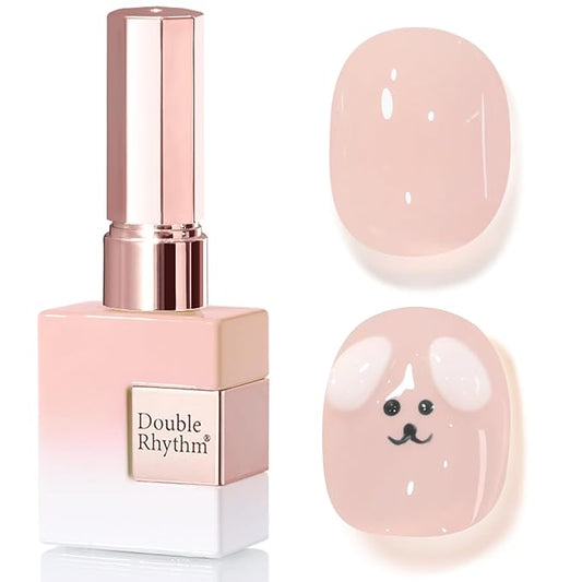 Double Rhythm 0.50 OZ Translucent Gel Polish Same Color Same Bottle Sheer Pastel Neutral Natural Milky 15 ML Jelly UV Nail Art DIY at Home (Nude Pink-A1626)-Velvo Beauty