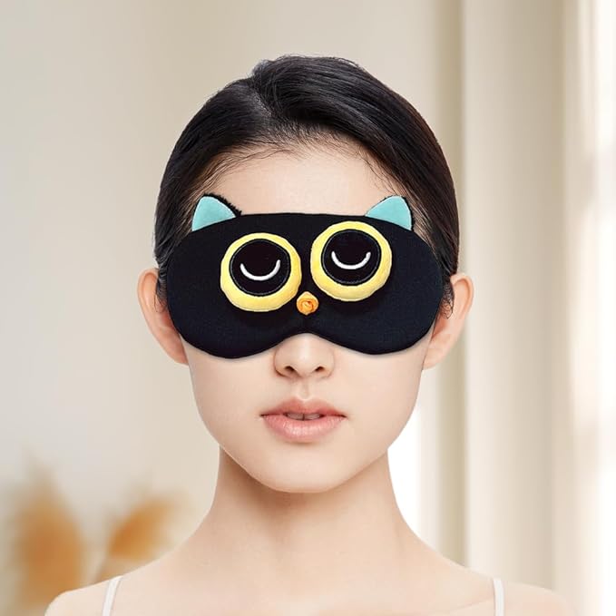 PERFECTSIGHT Owl Sleep Eye Masks, Cute Plush Sleep Eye Cover Lightweight Adjustable Eyeshade Faux Fur Mask Cover for Women Men Sleep Travel Nap-Velvo Beauty