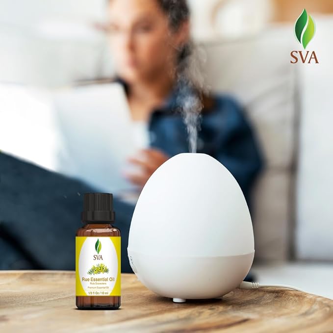 SVA Rue Essential Oil – 1/3 Fl Oz – 100% Natural Rue Oil - for Diffuser, Hair Care, Face, Skin Care, Aromatherapy, Scalp and Body Massage, Soap and Candle Making-Velvo Beauty