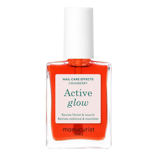 Manucurist Active Glow Cranberry All-in-One Perfecter Nail Polish & Care - No Lamp - Vegan & Made in France Ultra-Glowy Coral Mirror-Like Shine - Nail Concealer & Care - Plant-Based Ingredients-Velvo Beauty