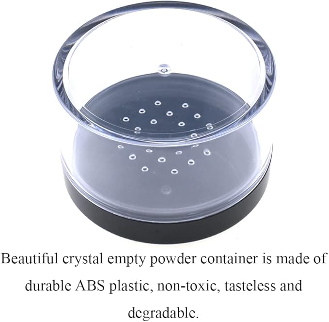 HAHIYO 2Pcs 50ml/1.69oz Plastic Empty Travel Powder Container Large Loose Powder Compact Case Makeup Cosmetic Jar Refillable Powder Box No Leak Powder Holder with Common Sifter and Black Screw Lid-Velvo Beauty