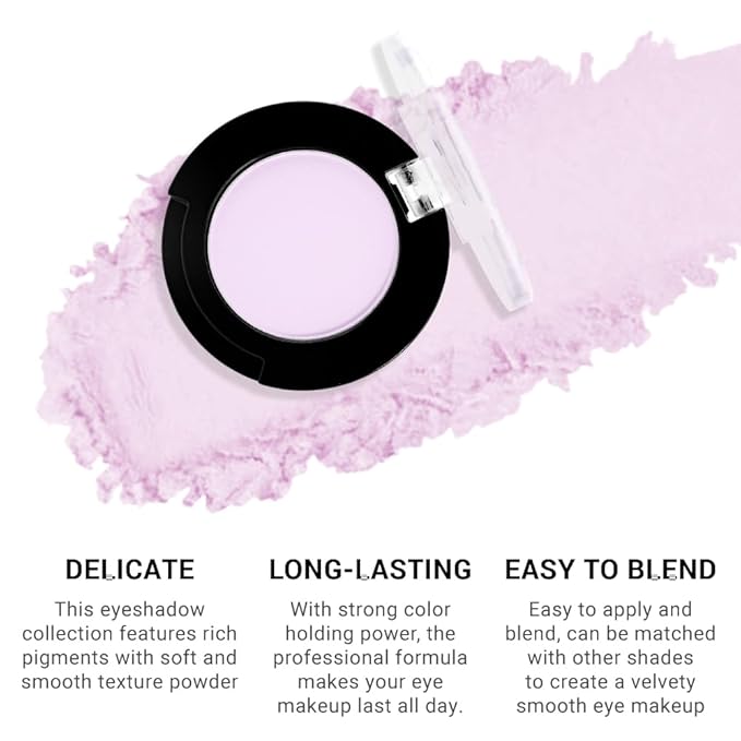 Monochrome Matte Eyeshadow Makeup Palette, Highly Pigmented Light Purple Eyeshadow Palette, Matte Pressed Powder Eye shadow Makeup, Single Vegan Eye Shadow, Daily Evening Women Girls Eyeshadow Gift12#-Velvo Beauty