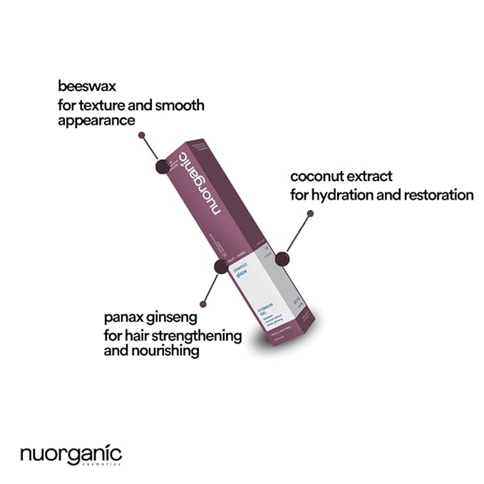 Nuorganic Brow Gel Clear - 6ml Natural Eyebrow Gel Clear, for Brow Growth | Vegan & Cruelty-Free Eyebrow Gel, Infused with Beeswax and Coconut Extract for Sculpting and Nourishing Brows-Velvo Beauty