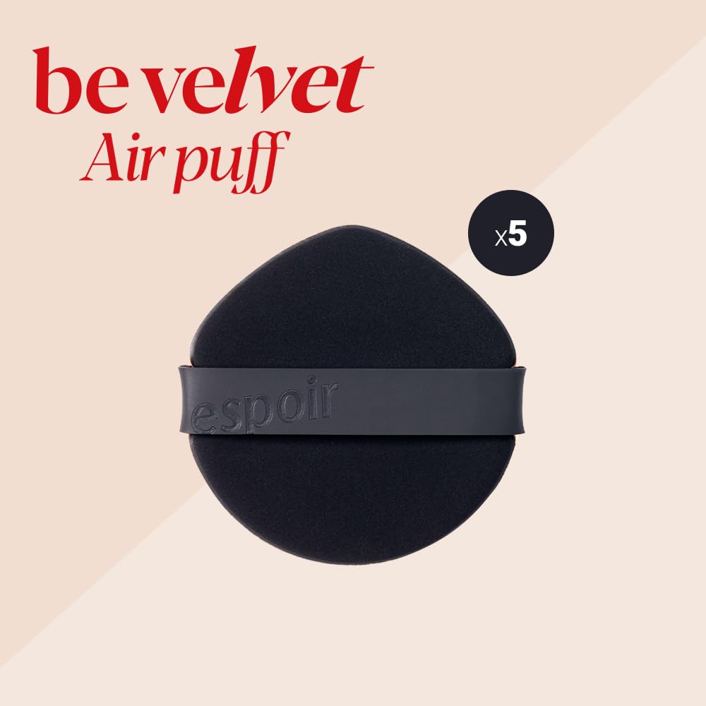 Espoir Be Velvet Air Puff 5ea | Flawless Face Makeup Fast and Easily | Makeup Sponge Applicator Air Cushion Powder Puff for Liquid Foundation, Cream, Powder, Concealer | Korean Base Makeup Tools-Velvo Beauty