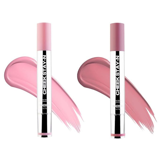Sacheu Cheek STAY-N Liquid Blush for Cheeks — High Pigment, Buildable, Lightweight Cream Blush Infused With Squalane, for Dewy Radiant Flushed Cheeks — Long-lasting & Cruelty Free, Pretty in Pink Duo-Velvo Beauty