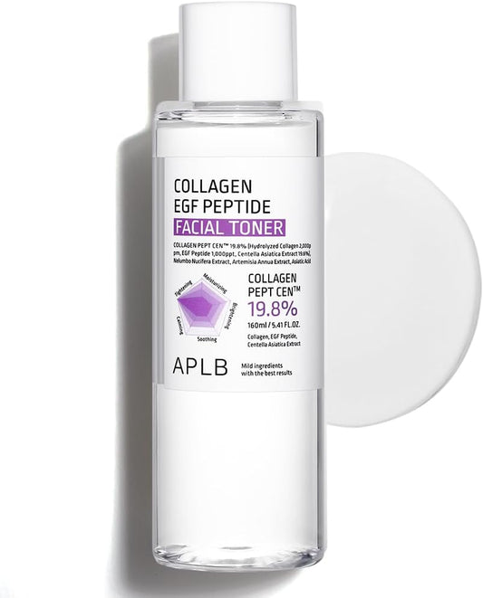 APLB Collagen EGF Peptide Facial Toner | Collagen PEPT CEN™ 19.8% 5.41 FL.OZ/Korean Skincare, Elasticity Care, Replenishing Moisture, Revitalize for Gentle and Improve Skin Texture-Velvo Beauty