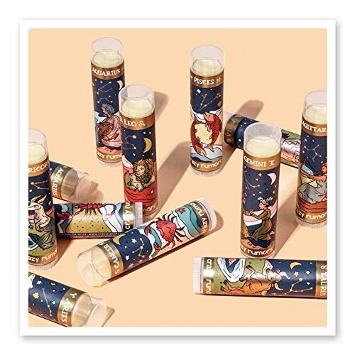 Crazy Rumors Aquarius Zodiac All Natural, Plant Based Lip Balm to Moisturize and Nourish your Lips - Air Blend (Vanilla Cream, Fresh Berry and Botanical Lavender)-Velvo Beauty