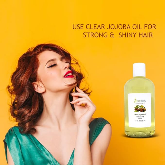 Soapeauty Clear Jojoba Oil | 100% Pure & Natural | Refined, Cold Pressed, Hexane Free | Moisturizing Oil for Skin, Face, Hair & Nails | 12 fl oz-Velvo Beauty