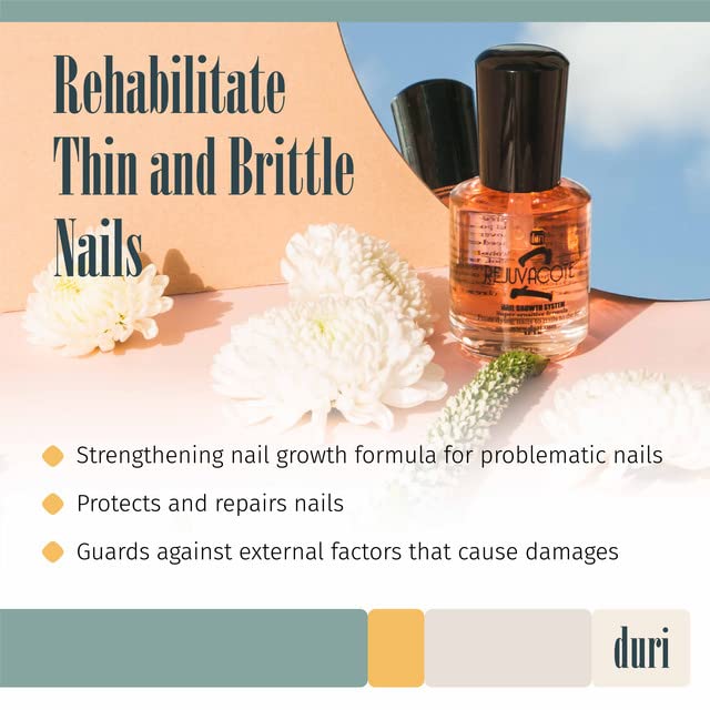 Duri Rejuvacote 2 Nail Growth System Sensitive Formula - Nail Hardener and Strengthener for Brittle, Breaking, Splitting Nail Repair - 0.45 Fl Oz (Pack of 1)-Velvo Beauty